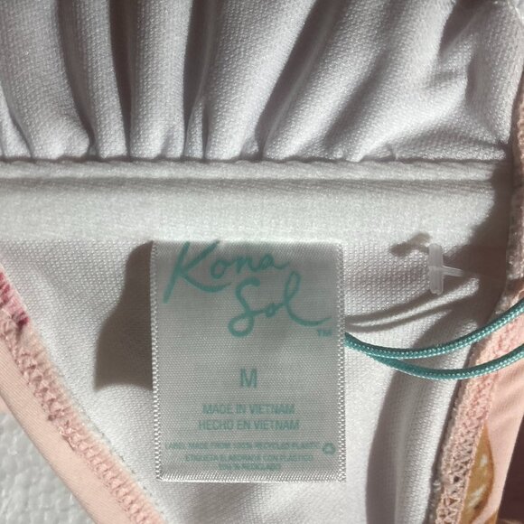 Kona Sol NWT SZ M Pink Floral Cut Out One Piece Figure Flattering Swimsuit Beach - Picture 7 of 9